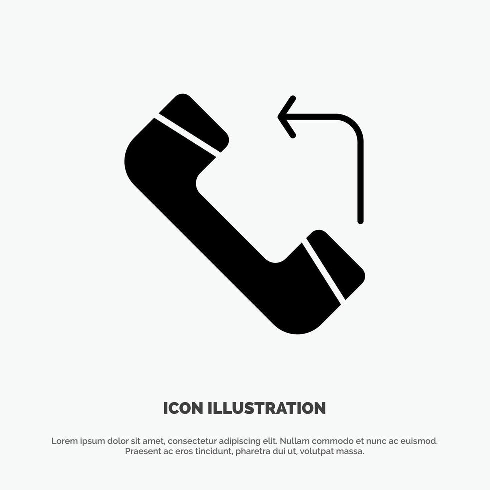 antwoord telefoontje inkomend solide glyph icoon vector