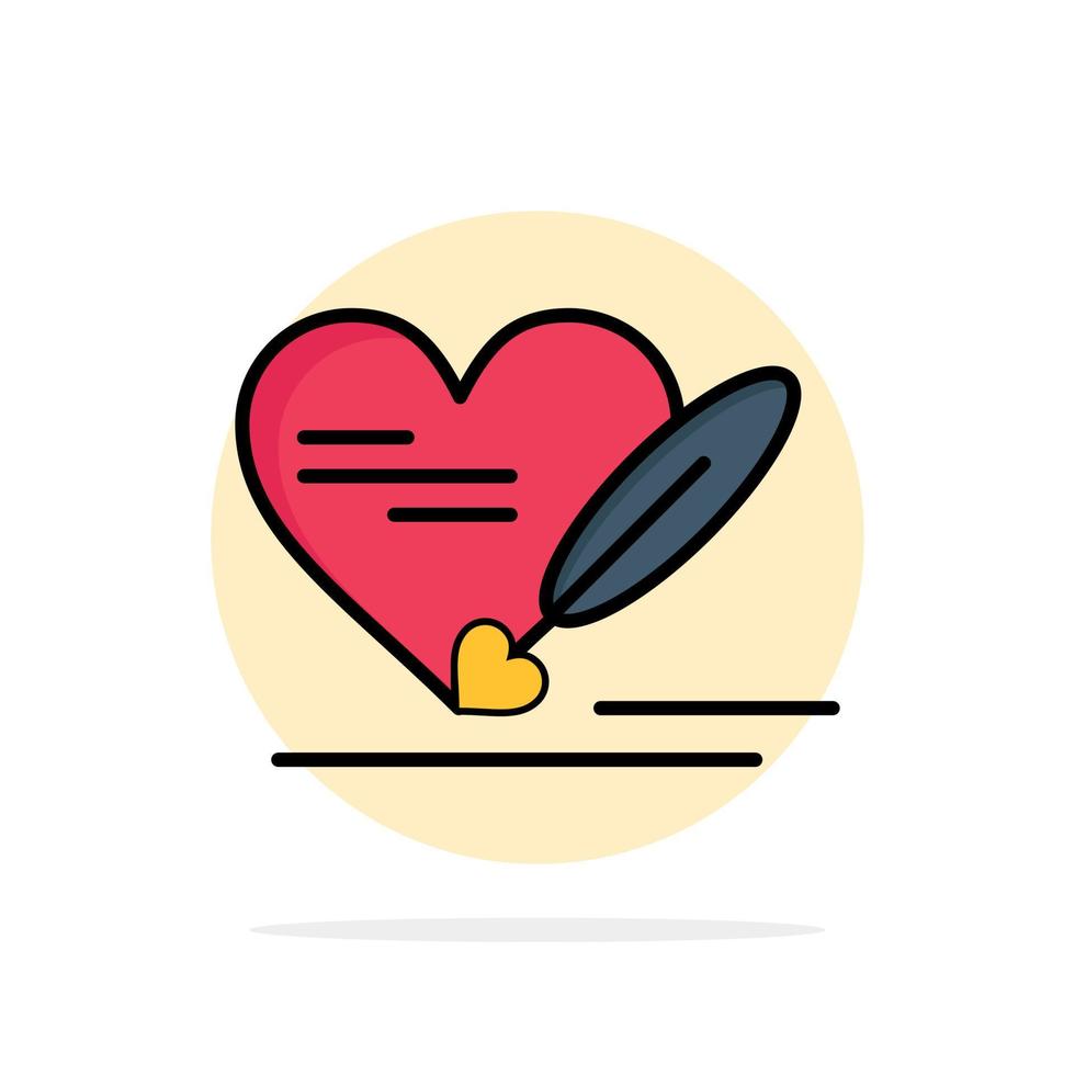 pen liefde hart bruiloft abstract cirkel achtergrond vlak kleur icoon vector