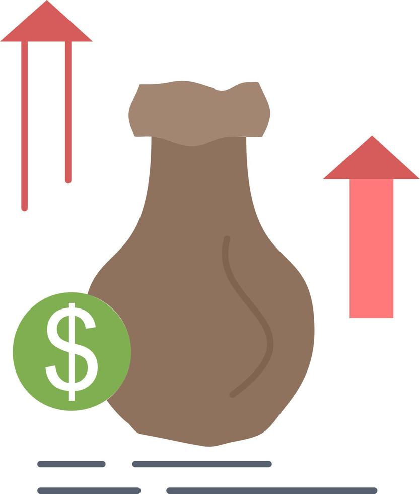 geld zak dollar groei voorraad vlak kleur icoon vector