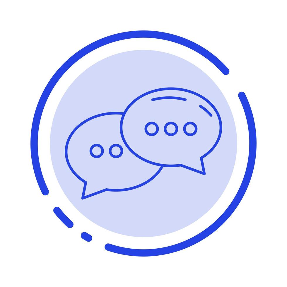 babbelen chatten gesprek dialoog blauw stippel lijn lijn icoon vector