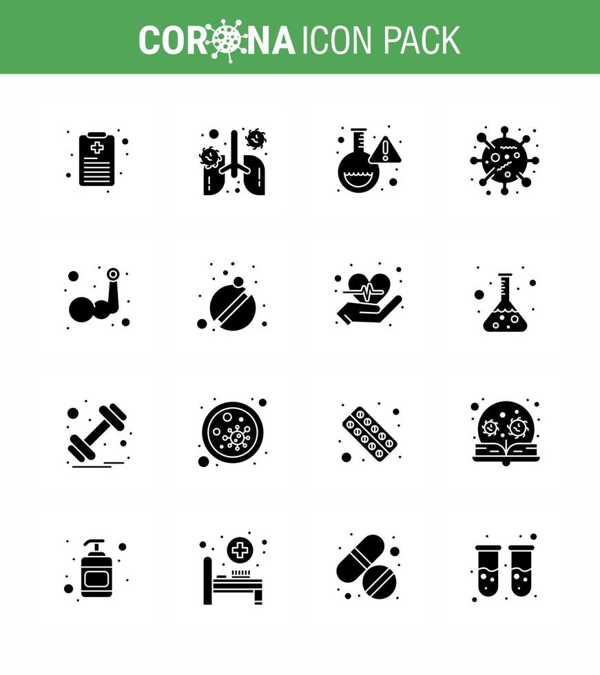 16 solide glyph zwart coronavirus epidemie icoon pak zuigen net zo arm corona virus fles corona bacterie virale coronavirus 2019november ziekte vector ontwerp elementen