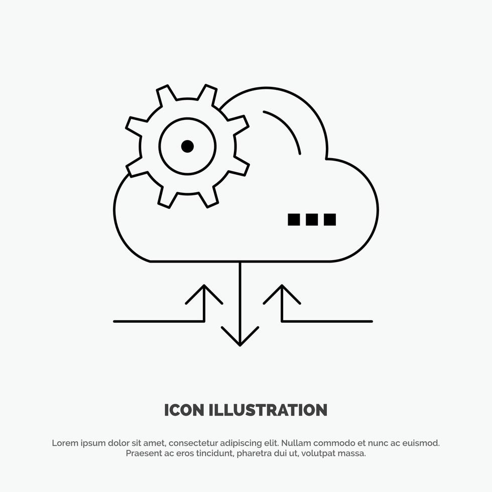 wolk instelling uitrusting pijl vector lijn icoon