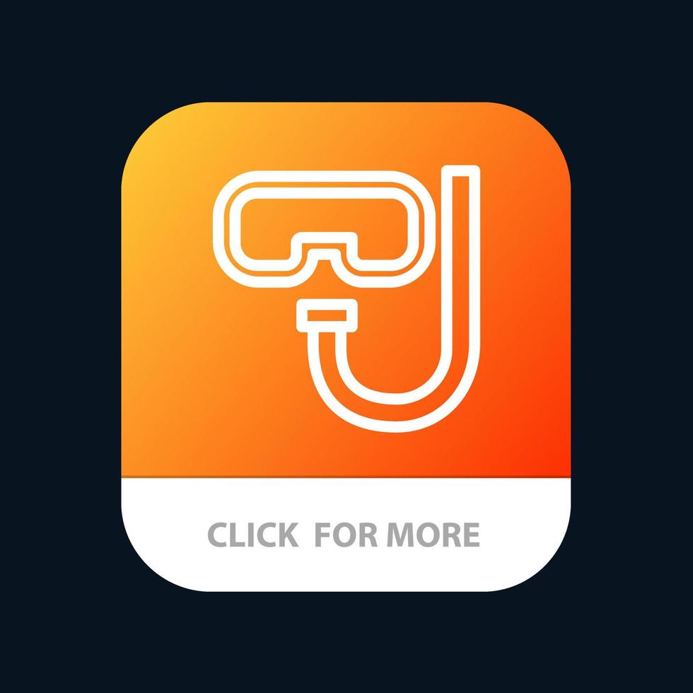 strand stofbril snorkelen onderwater- mobiel app knop android en iOS lijn versie vector