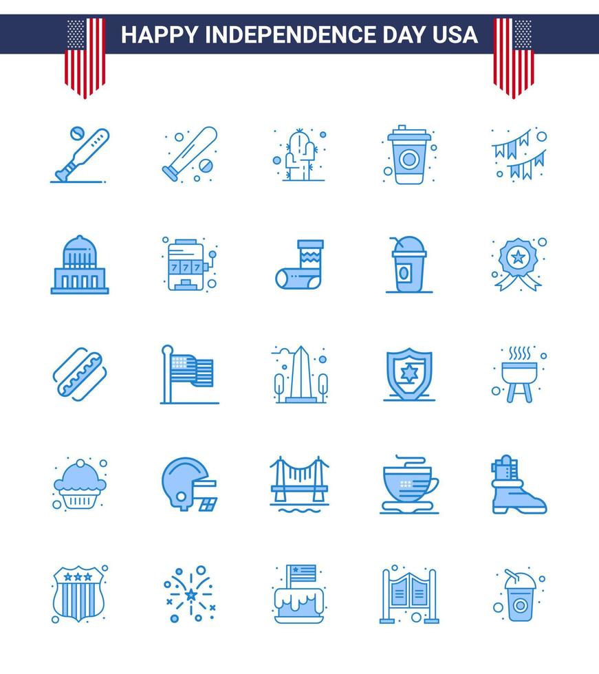 blauw pak van 25 Verenigde Staten van Amerika onafhankelijkheid dag symbolen van gebouw partij woestijn decoratie Amerikaans bewerkbare Verenigde Staten van Amerika dag vector ontwerp elementen