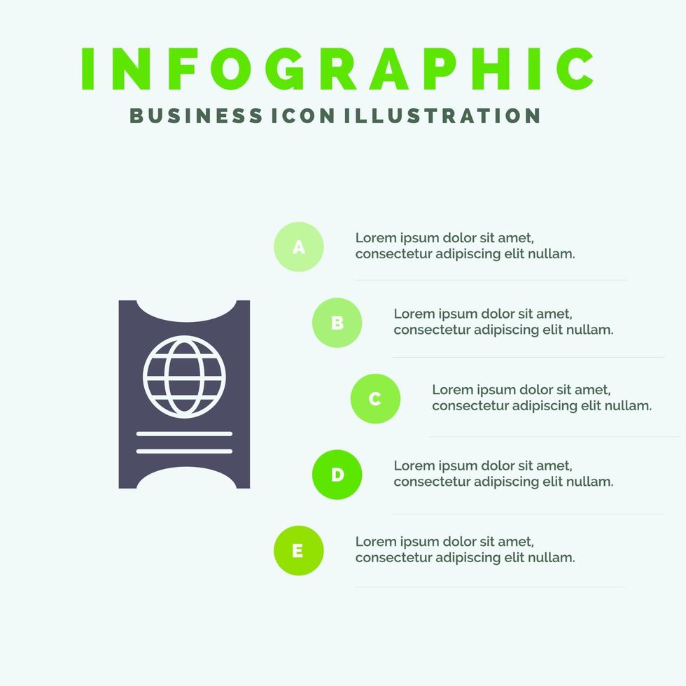 voorbij gaan aan paspoort ticket hotel infographics presentatie sjabloon 5 stappen presentatie vector