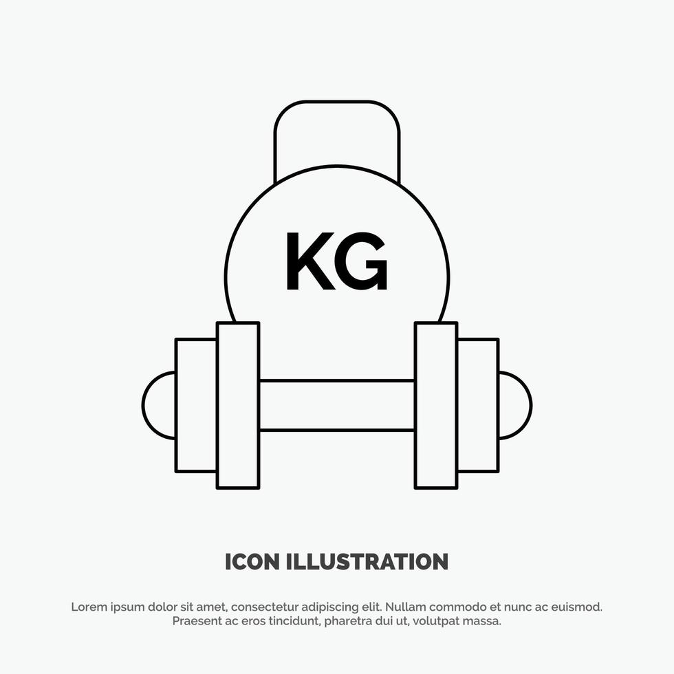 barbell halter uitrusting waterkoker klok gewicht lijn icoon vector