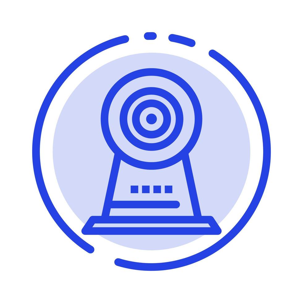 camera webcam veiligheid hotel blauw stippel lijn lijn icoon vector