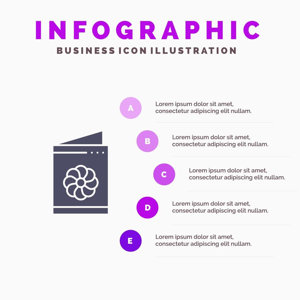 bedrijf kaart kaart groet kaart identificatie kaart solide icoon infographics 5 stappen presentatie achtergrond vector