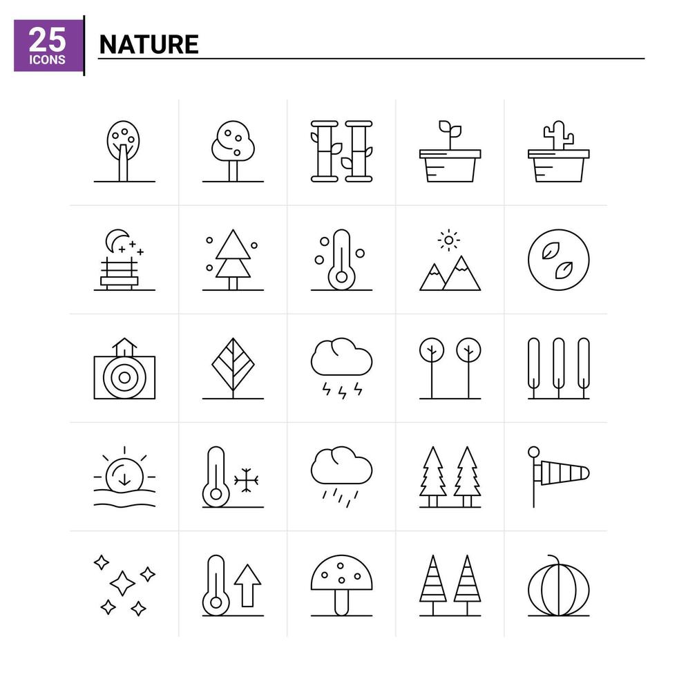 25 natuur icoon reeks vector achtergrond