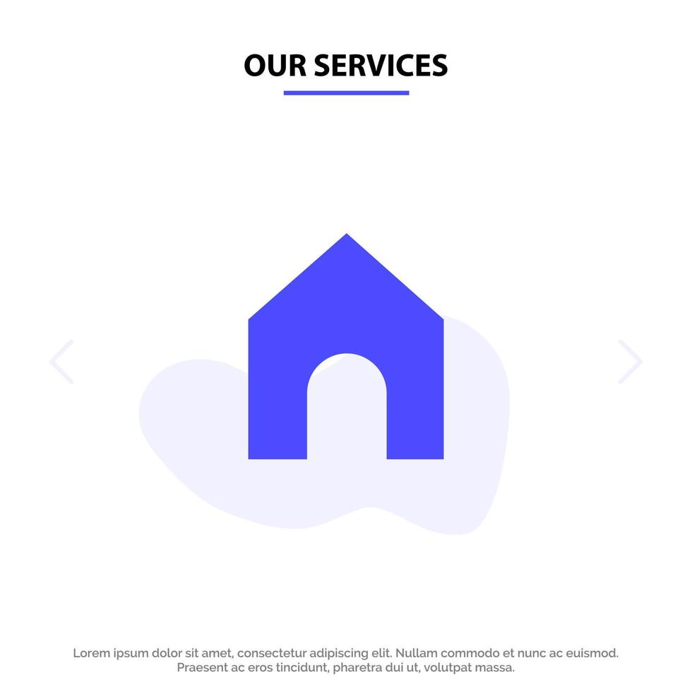 onze Diensten huis instagram koppel solide glyph icoon web kaart sjabloon vector