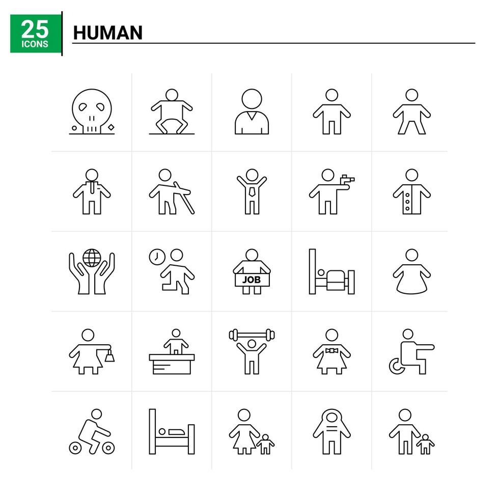 25 menselijk icoon reeks vector achtergrond