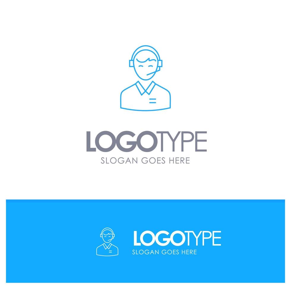 ondersteuning bedrijf overleg plegen klant Mens online consultant onderhoud blauw schets logo met plaats voor slogan vector