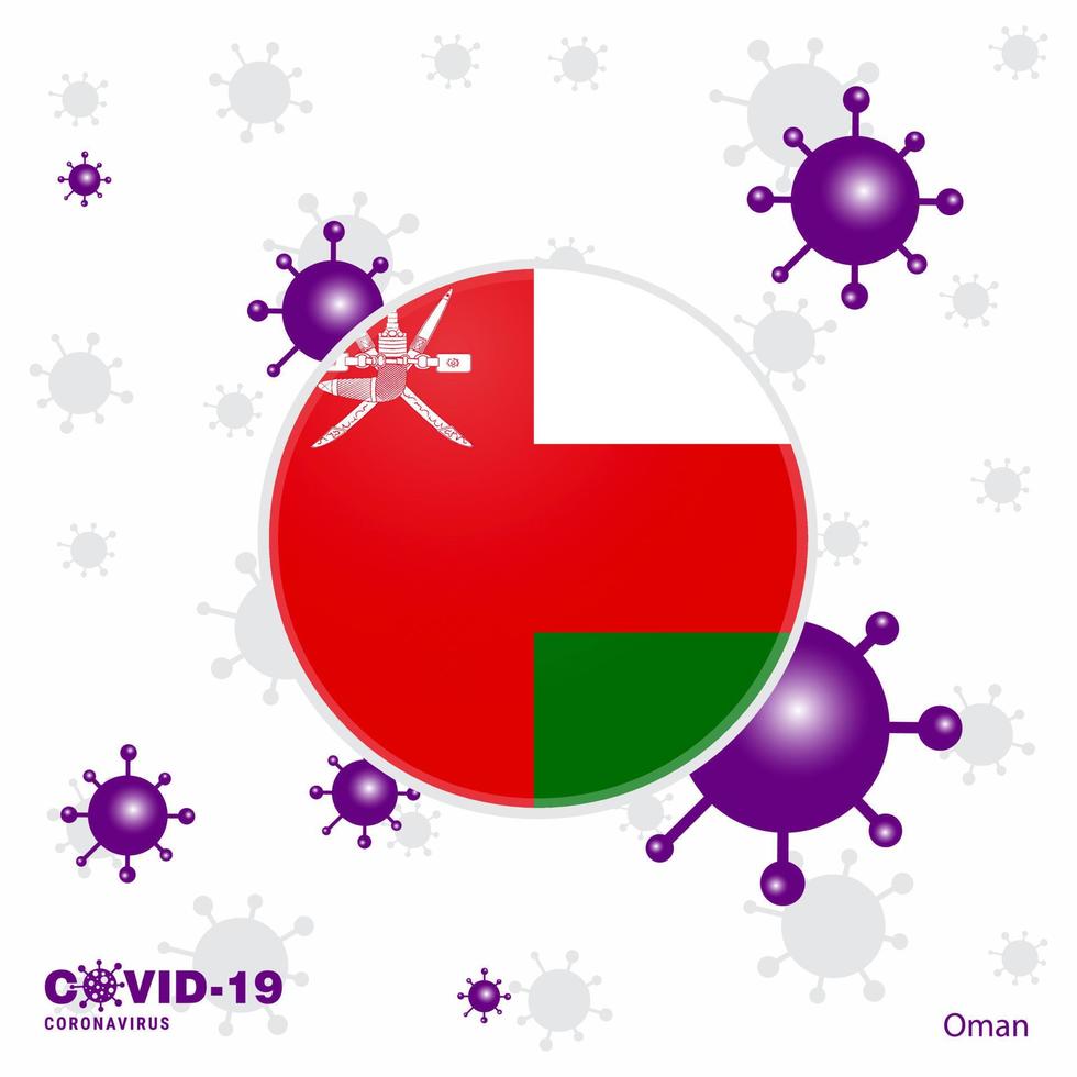 bidden voor Oman covid19 coronavirus typografie vlag blijven huis blijven gezond nemen zorg van uw eigen Gezondheid vector