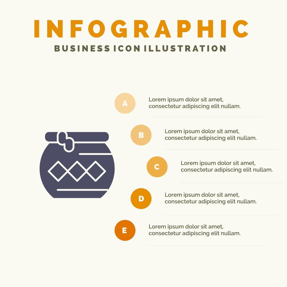 pot zand water pongal festival solide icoon infographics 5 stappen presentatie achtergrond vector