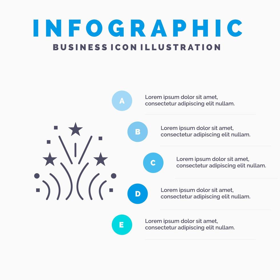 brand vuurwerk liefde bruiloft solide icoon infographics 5 stappen presentatie achtergrond vector