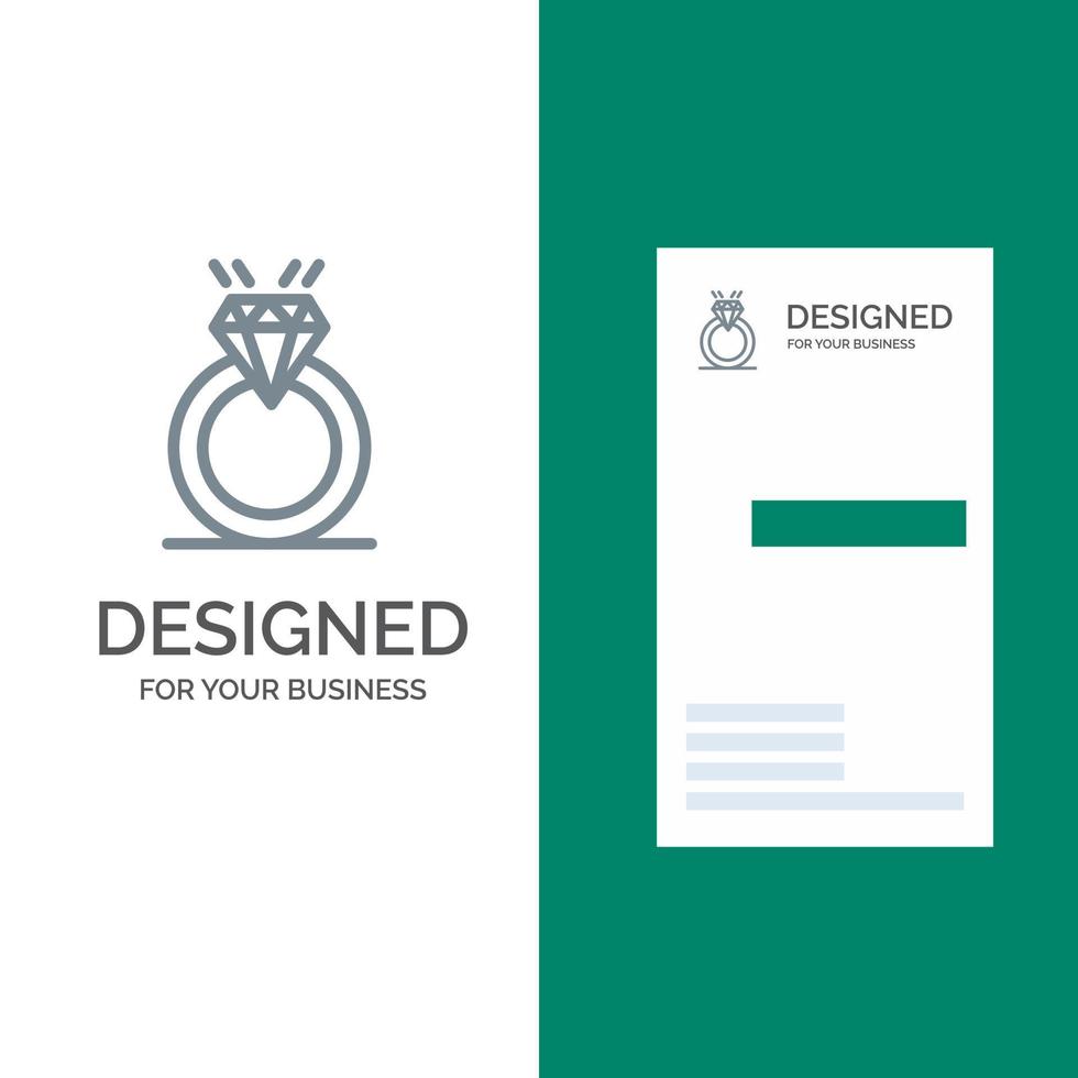 ring diamant voorstel huwelijk liefde grijs logo ontwerp en bedrijf kaart sjabloon vector