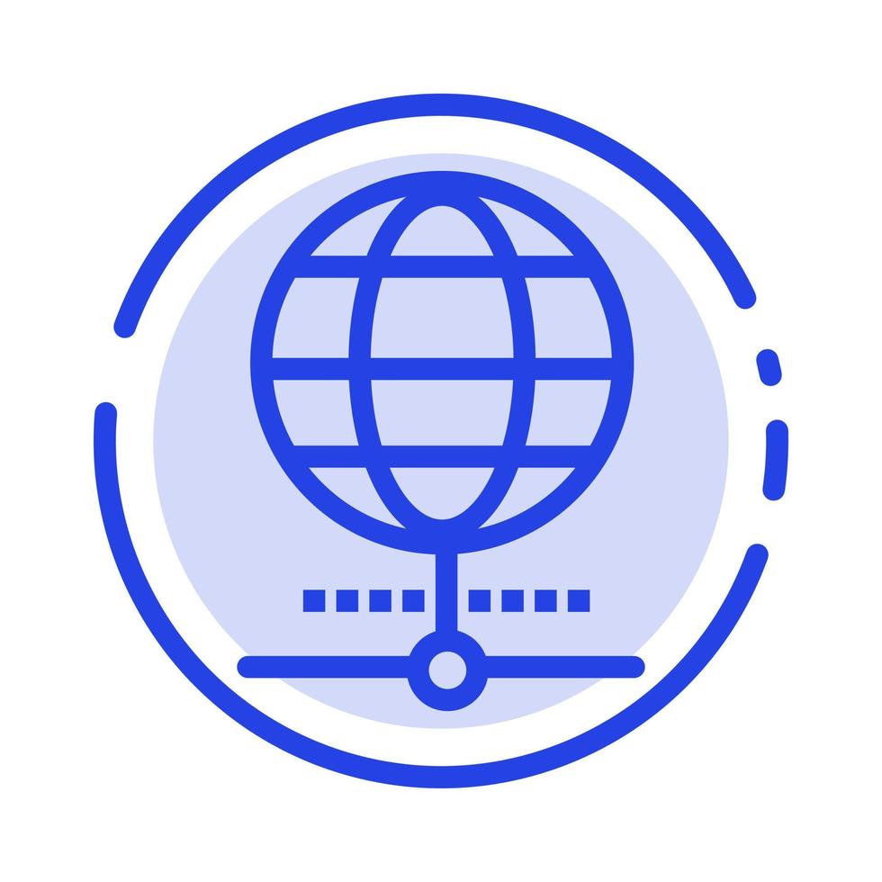 wereldbol internet browser wereld blauw stippel lijn lijn icoon vector
