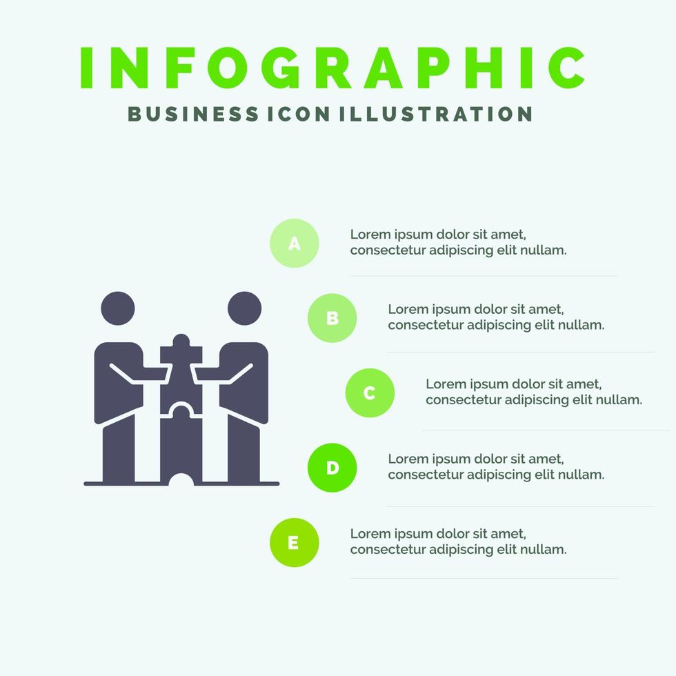 partners samenwerking bedrijf samenwerking partners vennootschap solide icoon infographics 5 stappen presentatie achtergrond vector