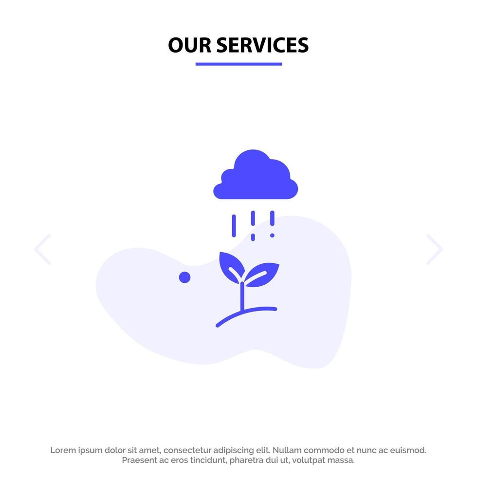 onze Diensten wolk regen wolk natuur voorjaar regen solide glyph icoon web kaart sjabloon vector