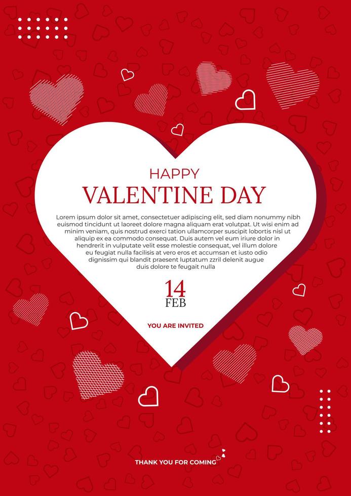 rood Valentijnsdag dag partij uitnodiging folder en uitnodiging kaart sjabloon in a4 grootte vector