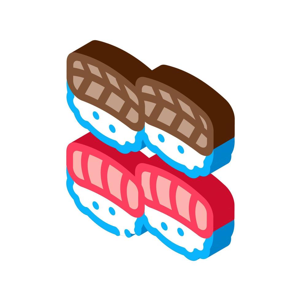 sushi rollen zeevruchten isometrische icoon vector illustratie
