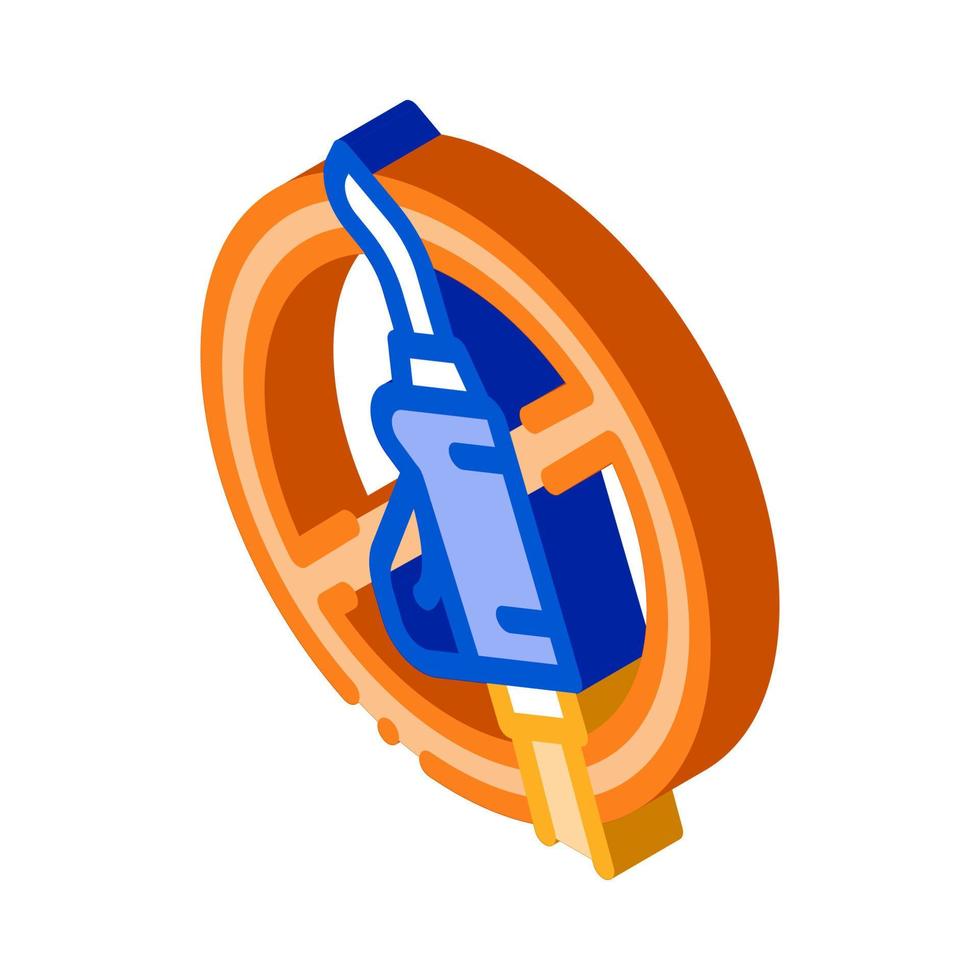 terugdringen pistool gekruiste uit teken isometrische icoon vector illustratie