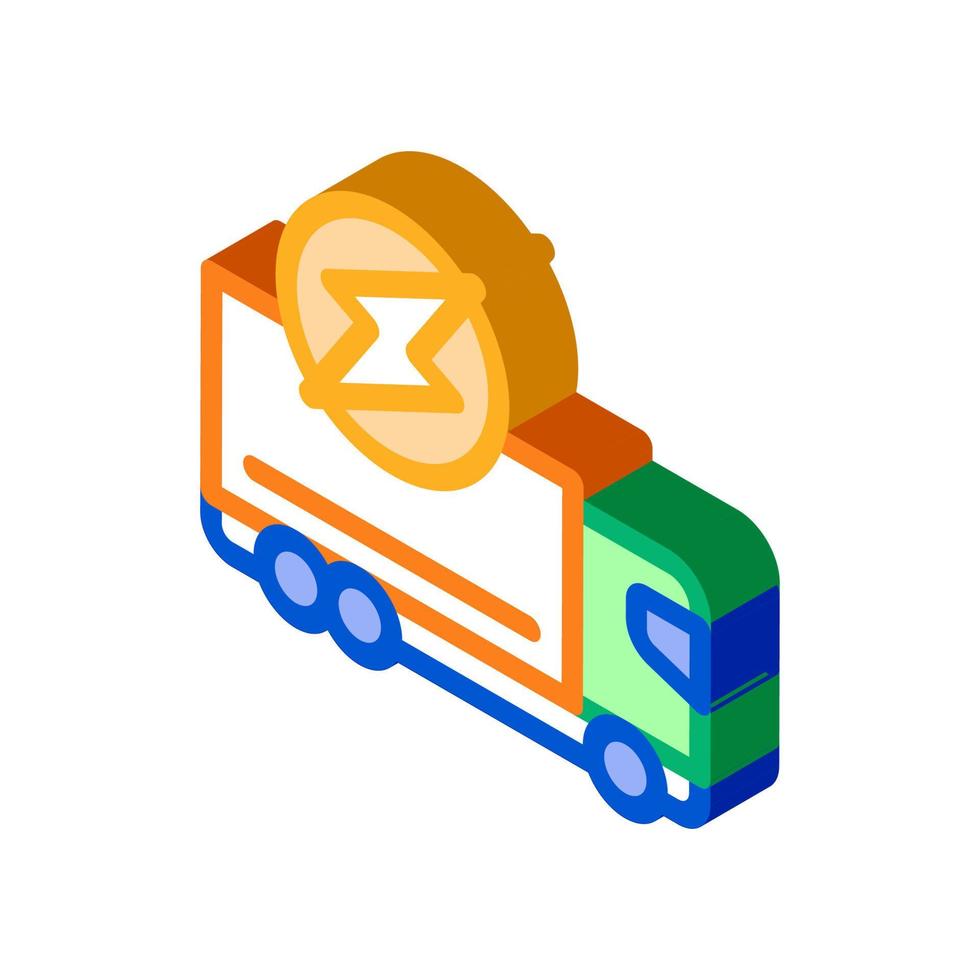 elektro vrachtauto lading isometrische icoon vector illustratie