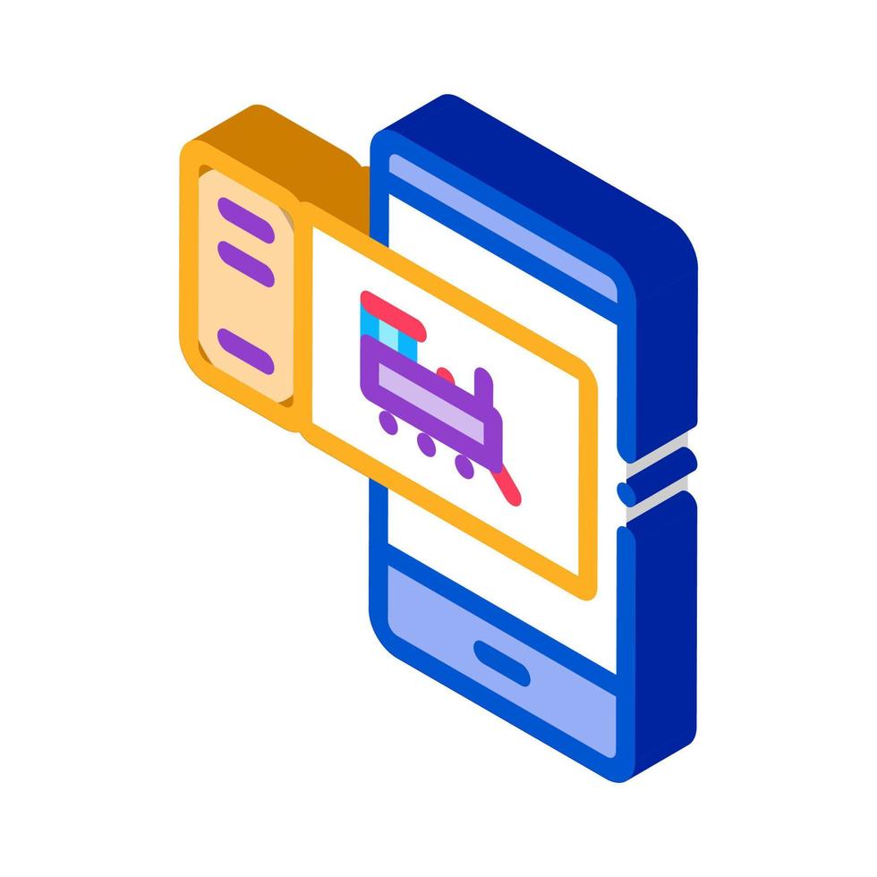 elektronisch trein ticket isometrische icoon vector illustratie