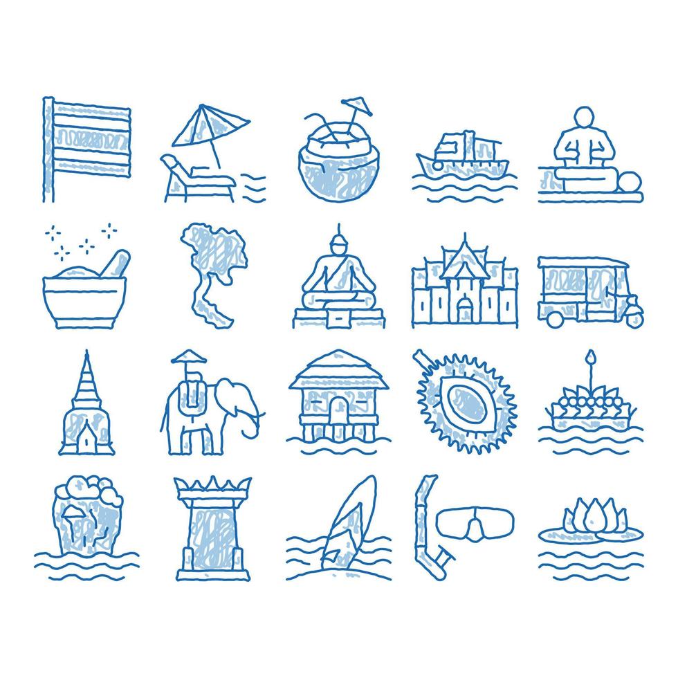 Thailand nationaal icoon hand- getrokken illustratie vector