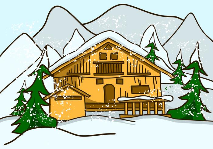 Traditioneel alpine chalet vector