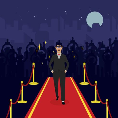 Man op Hollywood rode loper illustratie vector