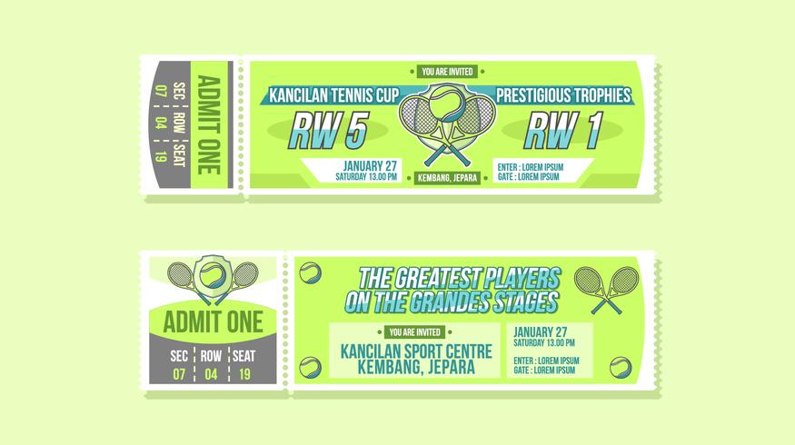 Tennis Cup evenement Ticket Vector