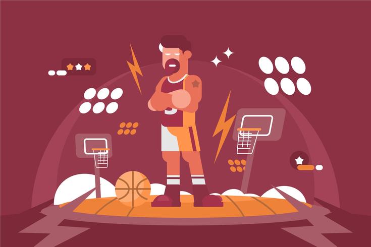 Overdreven Basketbalspeler Illustratie vector