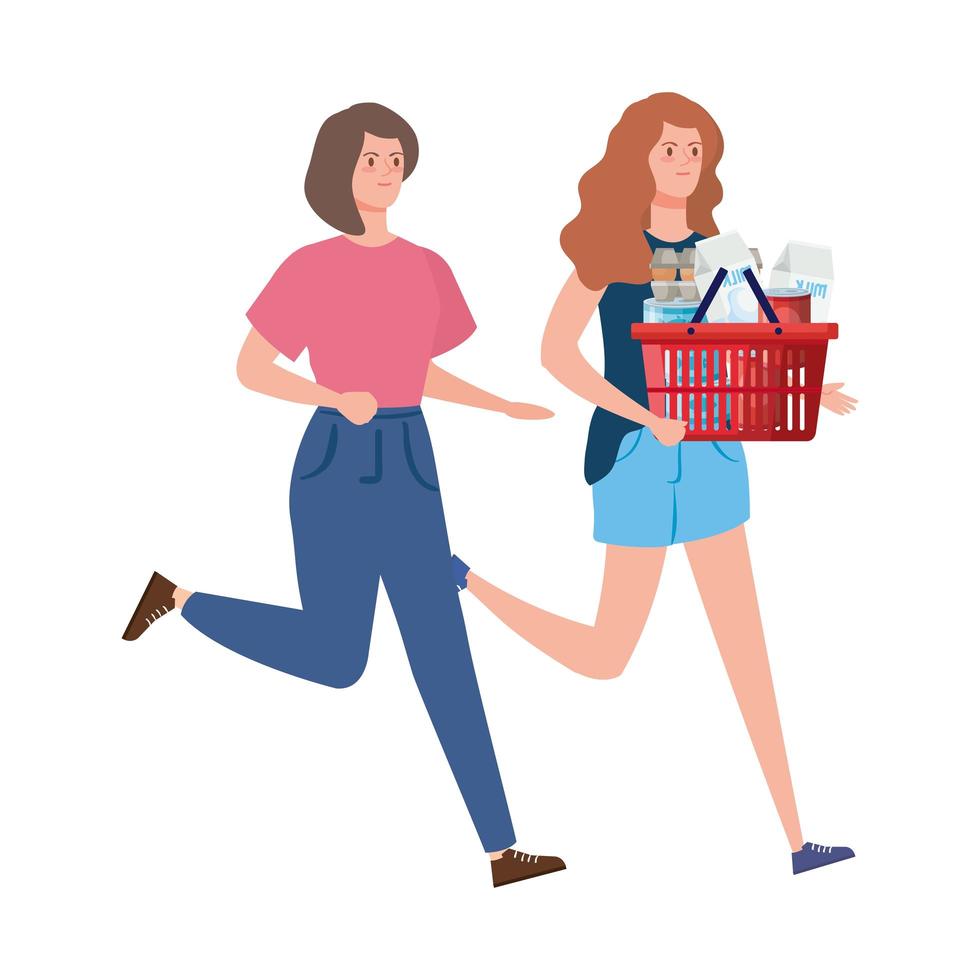 vrouwen met een teveel aan boodschappen vector