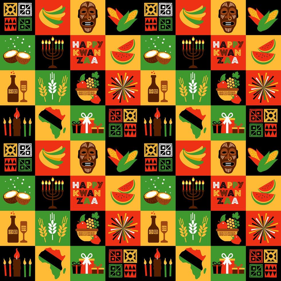 banner voor kwanzaa met traditionele symbolen vector