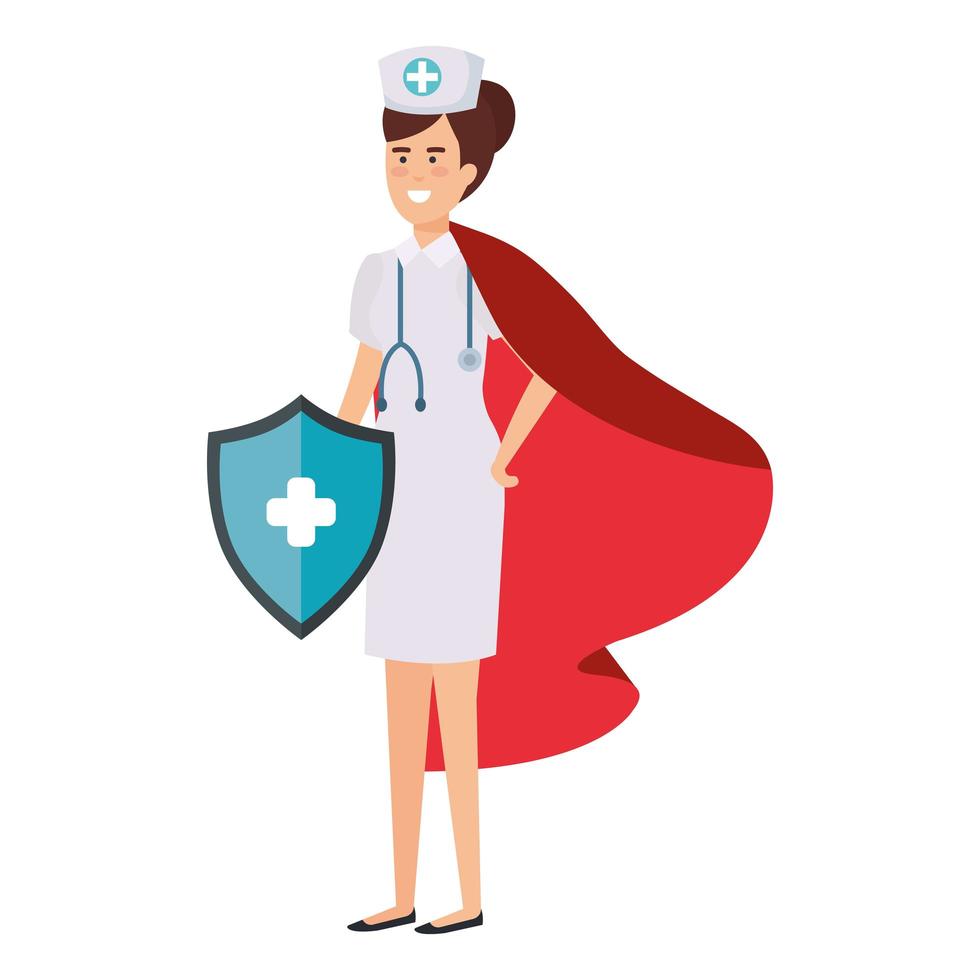 vrouwelijke verpleegster als een superheldin vector