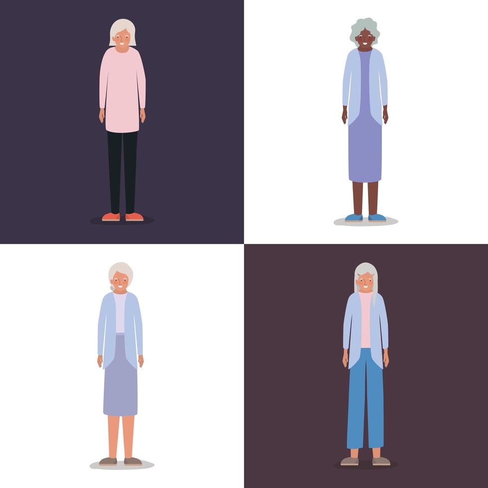 grootmoeders avatars oude vrouwen vector ontwerp