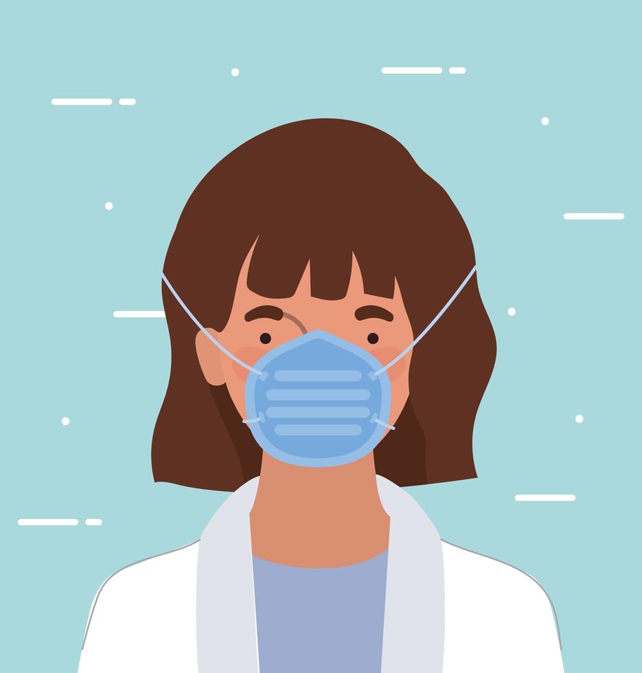 vrouwelijke arts met masker tegen 2019 ncov-virus vectorontwerp vector