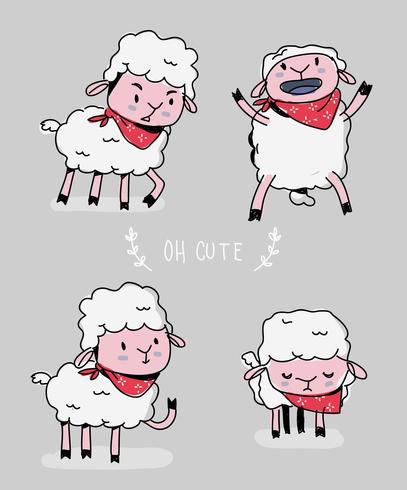 Schattig schapen karakter Doodle vectorillustratie vector