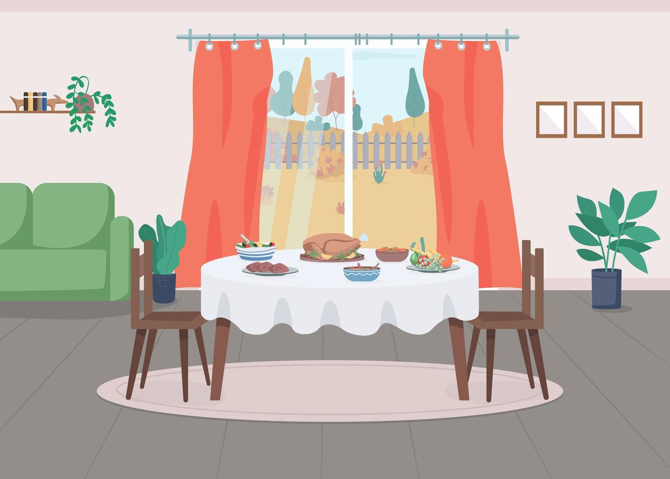 thanksgiving serveren egale kleur vectorillustratie vector