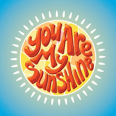 You Are My Sunshine Lettering met 3D-stijl vector