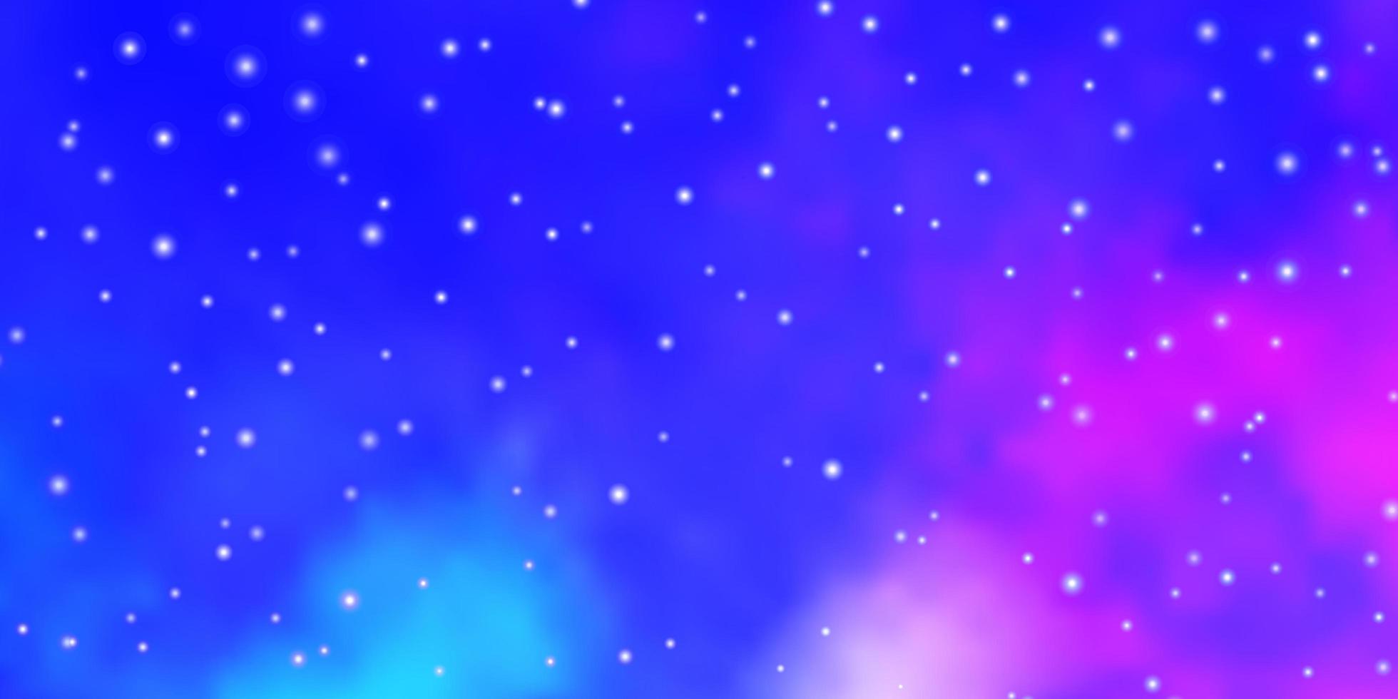 lichtroze, blauwe vectorlay-out met heldere sterren. vector