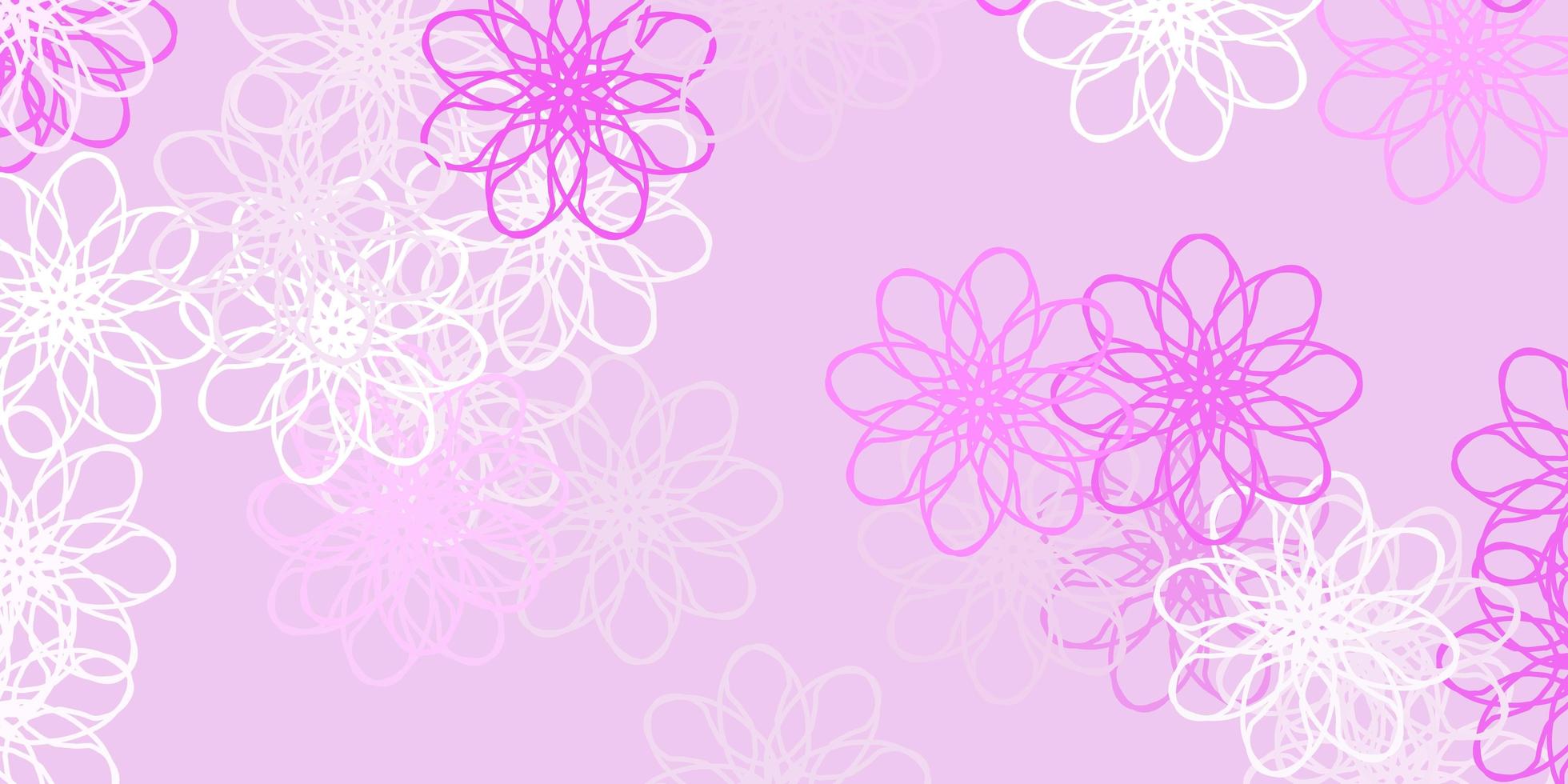 lichtroze vector doodle patroon met bloemen.