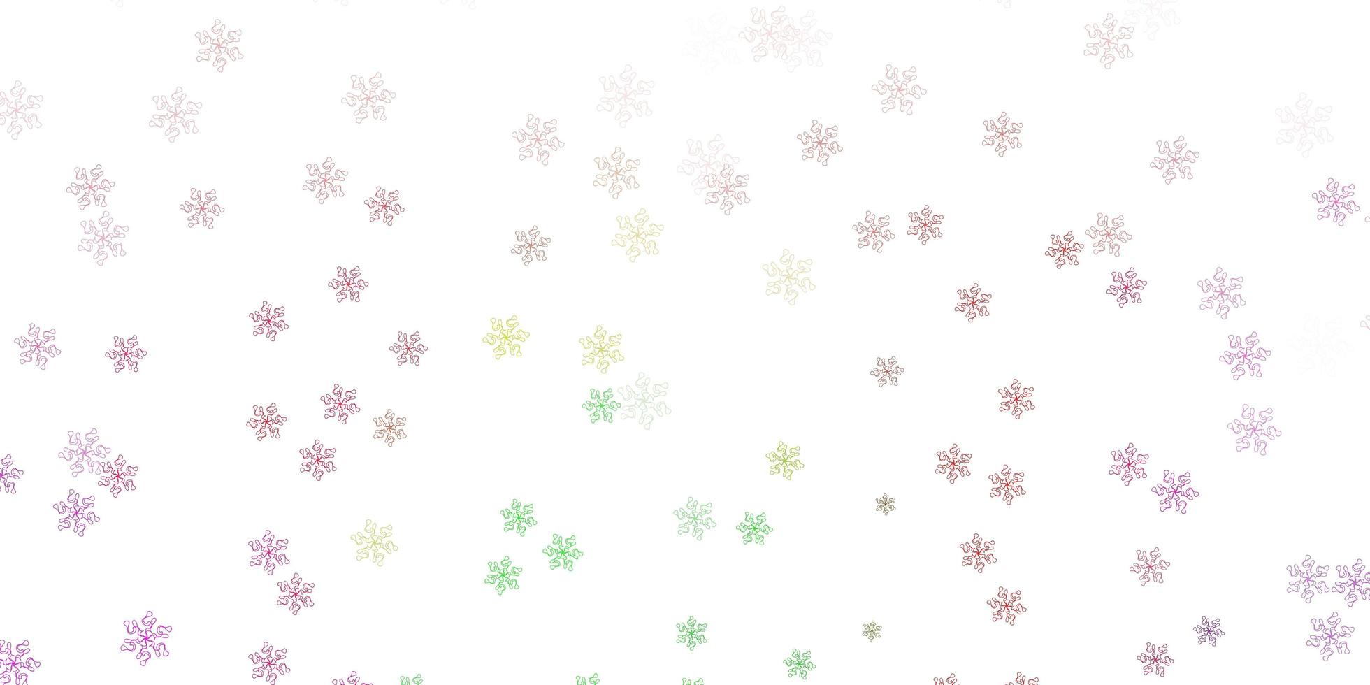 lichtroze, groene vector doodle textuur met bloemen.