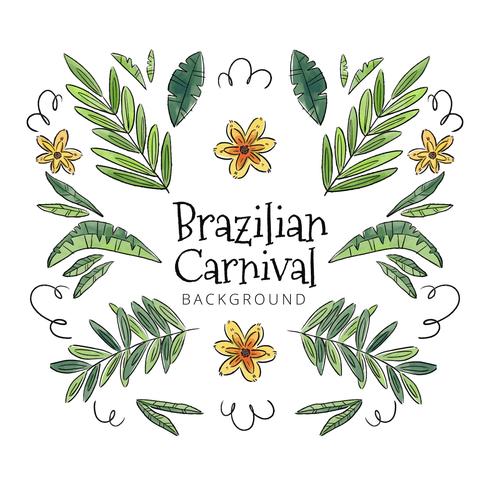 Leuke tropische achtergrond met bladeren en bloemen naar Braziliaans carnaval vector
