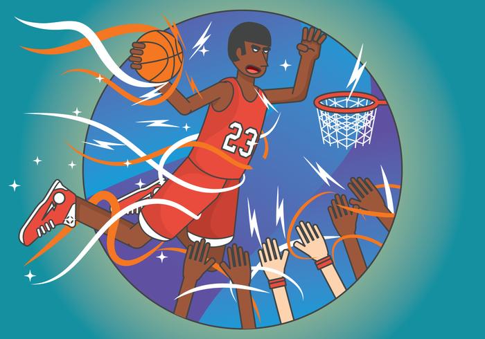 Overdreven basketbalspeler vector