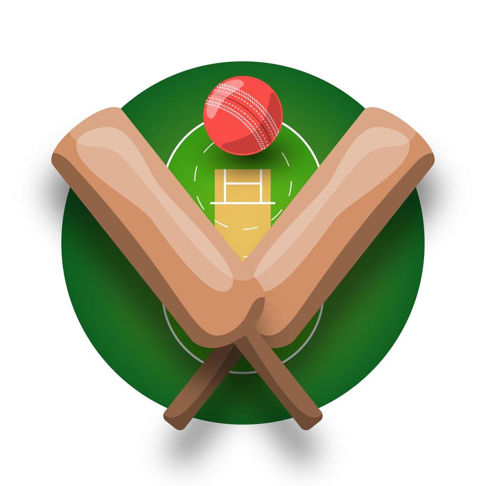 cricket vector logo met kruis bat, bal en veld. moderne professionele sport retro stijl vector embleem en sjabloon logo ontwerp.