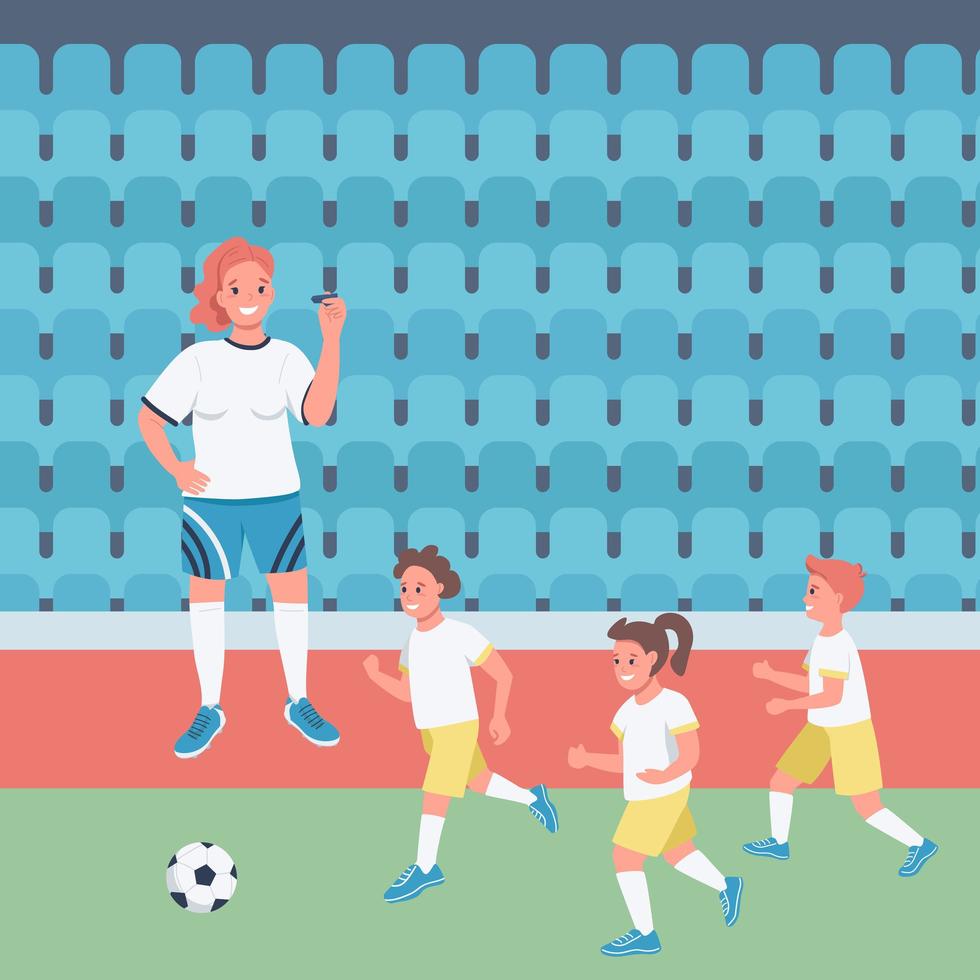 vrouw voetbal coach egale kleur vectorillustratie vector