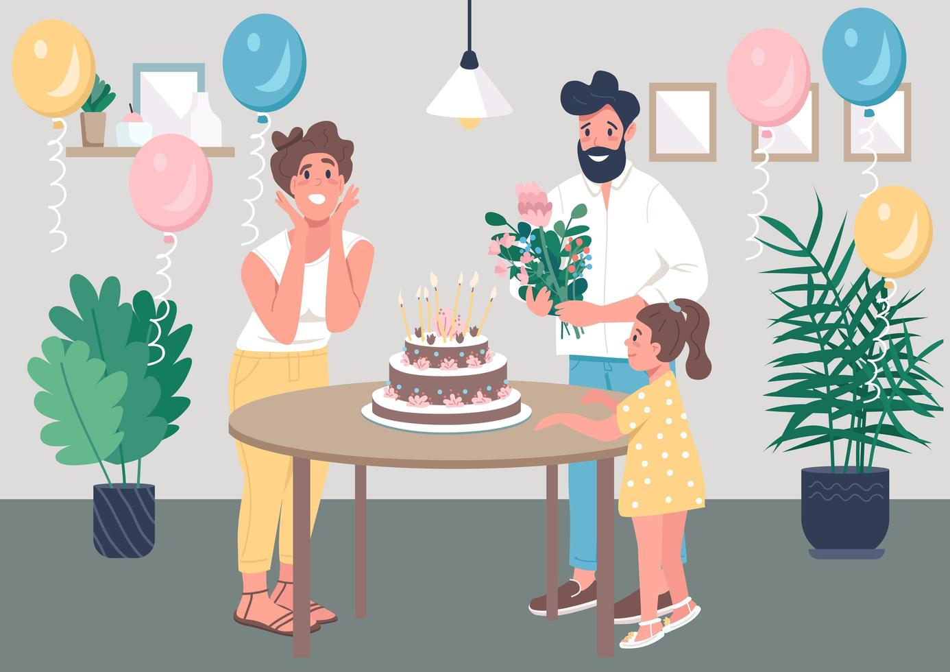 verrassing bday party egale kleur vectorillustratie vector