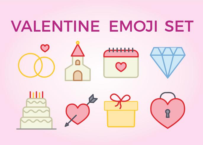 valentine emoji set vector